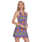Halloween Skull Women's Round Neck Above Knee Dress