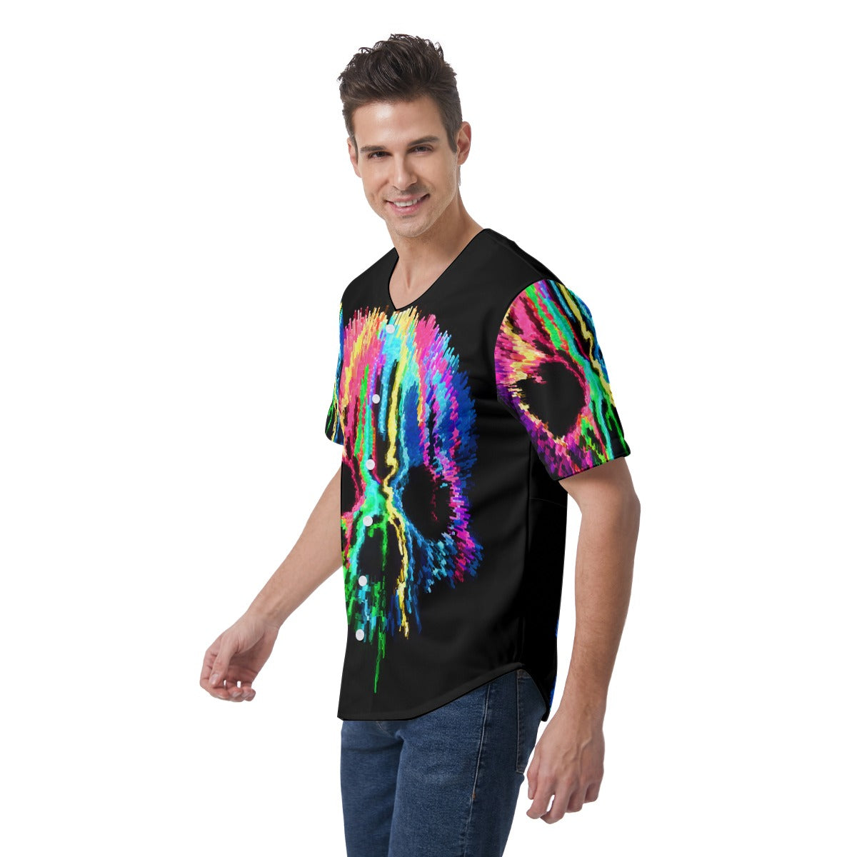 Halloween Day of the dead Skeleton Horror Men's Short Sleeve Baseball Jersey