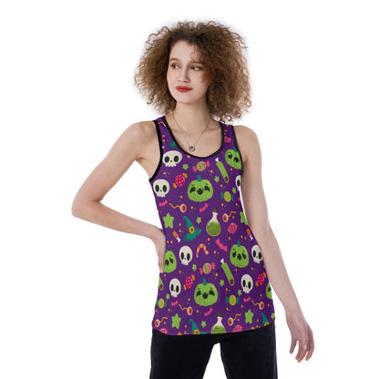 Halloween Day of the dead Skeleton Evil Women's Back Hollow Tank Top