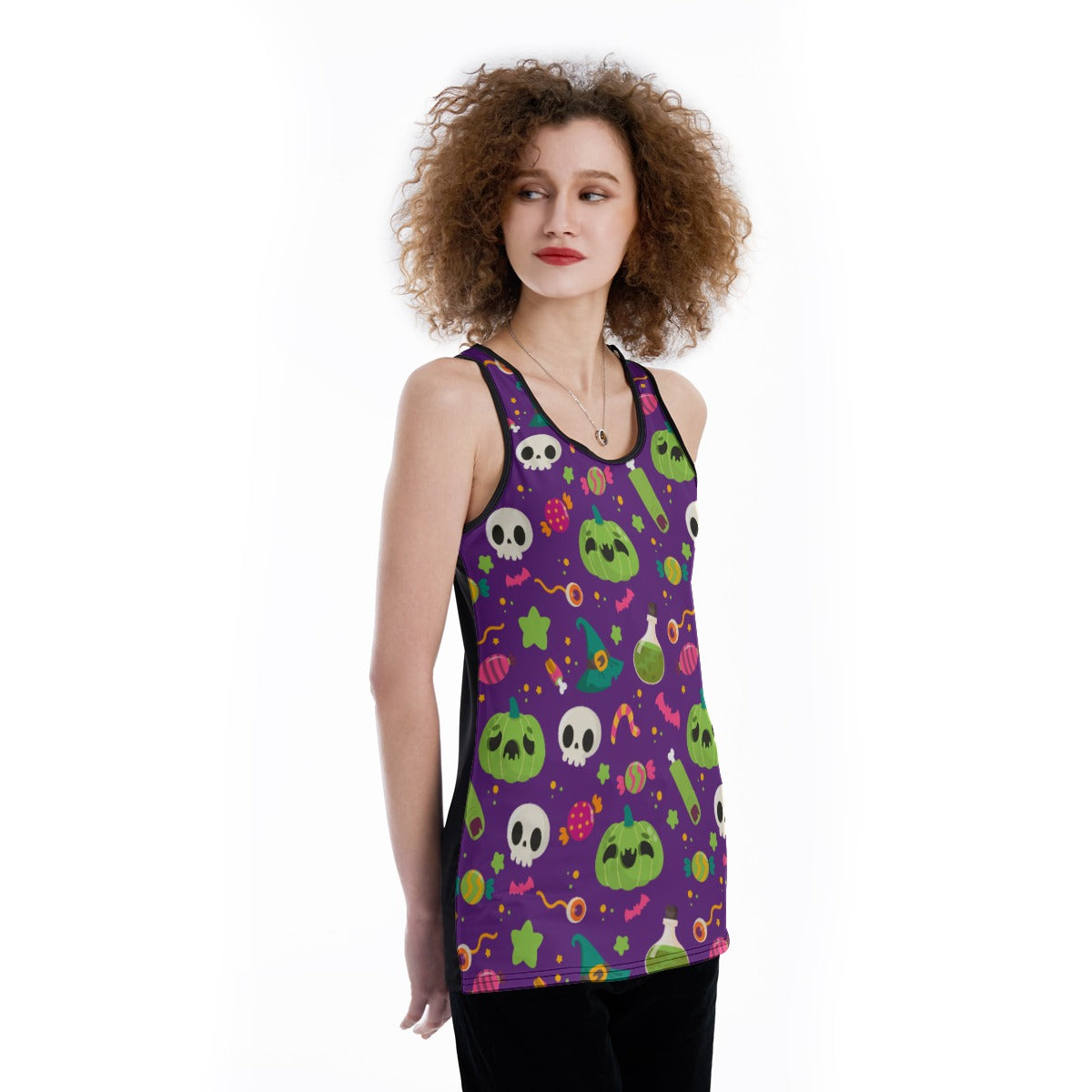 Halloween Day of the dead Skeleton Evil Women's Back Hollow Tank Top