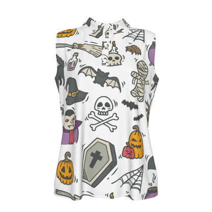 Halloween Mexican skull Gothic Women's Sleeveless POLO Shirt