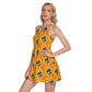 Halloween Skeleton Gothic Calavera Women's Round Neck Above Knee Dress