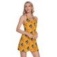 Halloween Skeleton Gothic Calavera Women's Round Neck Above Knee Dress