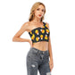 Halloween Day of the dead Calavera Horror Women's One-Shoulder Cropped Top