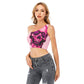 Halloween Gothic Mexican skull Women's One-Shoulder Cropped Top Ghost