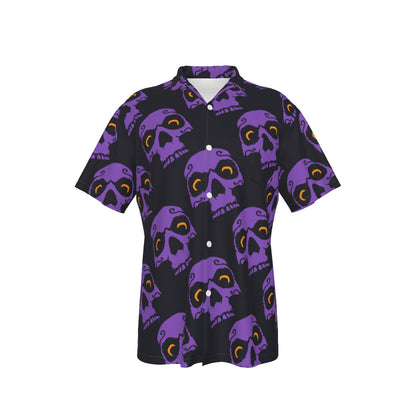 Halloween Evil Horror Skull Men's Hawaiian Shirt With Pocket