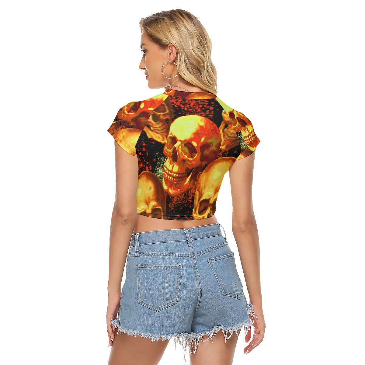 Halloween Calavera Evil Horror Women's Raglan Cropped T-shirt