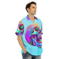 Halloween Mexican skull Calavera Men's Hawaiian Shirt With Button Closure Grim reaper