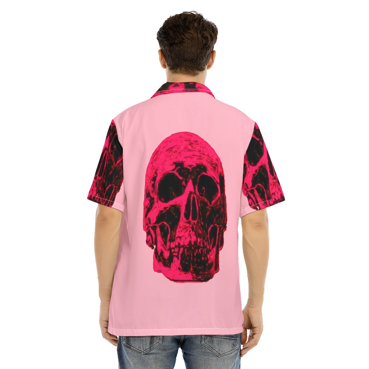 Halloween Day of the dead Men's Hawaiian Shirt With Button Closure Calavera