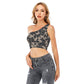Halloween Calavera Horror Women's One-Shoulder Cropped Top