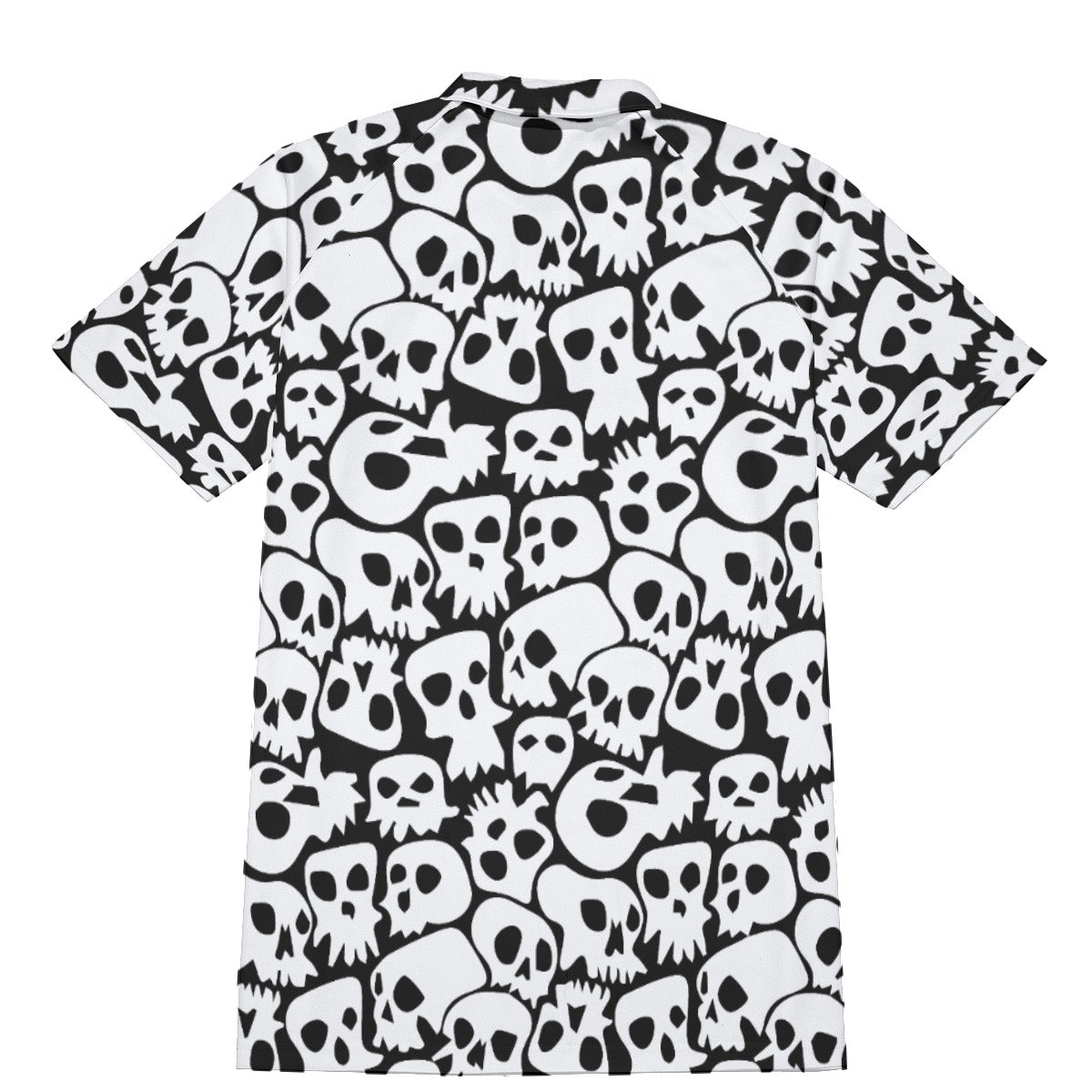 Halloween Horror Men's Short Sleeve Polo Shirt With Button Closure Evil Skull