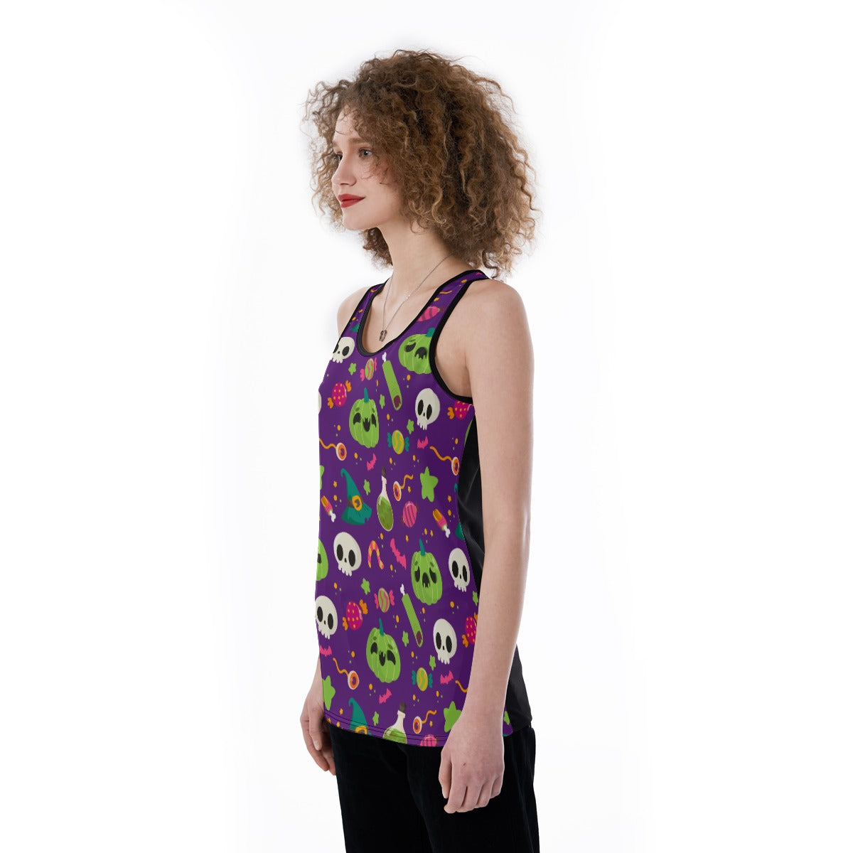 Halloween Day of the dead Skeleton Evil Women's Back Hollow Tank Top