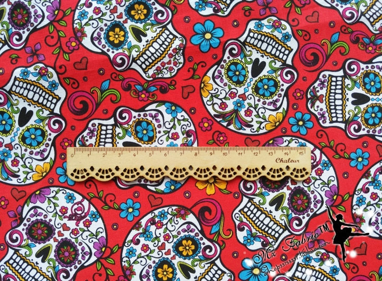 New Width Skull Fabric 100%Cotton Fabric Patchwork Red Skull Printed Quilting Fabric Sewing Material Clothing Dress|quilting fabric