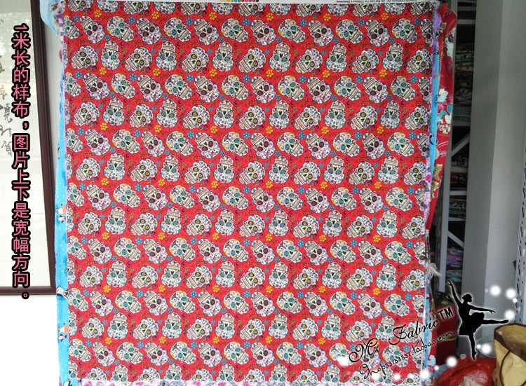 New Width Skull Fabric 100%Cotton Fabric Patchwork Red Skull Printed Quilting Fabric Sewing Material Clothing Dress|quilting fabric