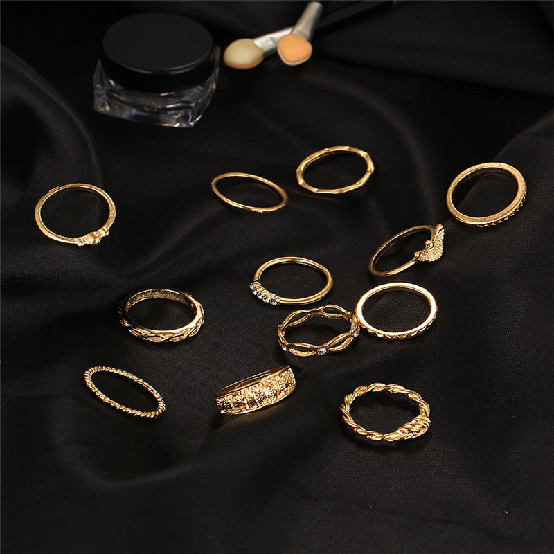 12 PCS/Set New  Fashion women Jewelry Brand Designer Elegant New Imitation ring for women punk Ring Accessories Wholesale