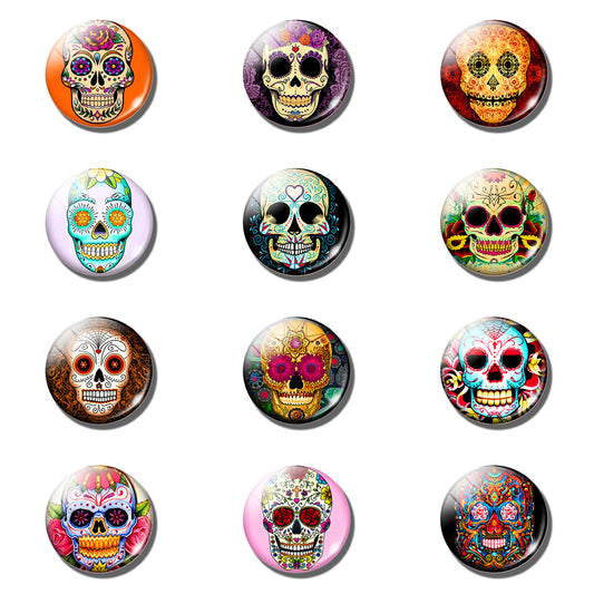 12 PCS Sugar Skull decorative refrigerator magnets Wall Sticker Glass fridge magnet