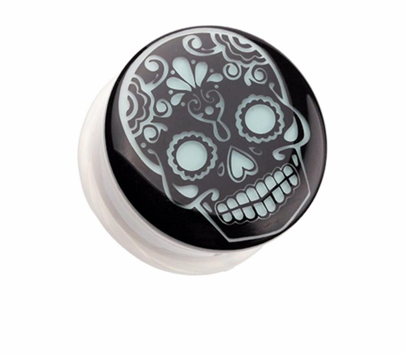 2 PCS Luminous Ear Tunnels Plugs and Gauges Skull Flesh Body Jewelry Ear Expander Stretching Glow In Dark 6-20mm punk