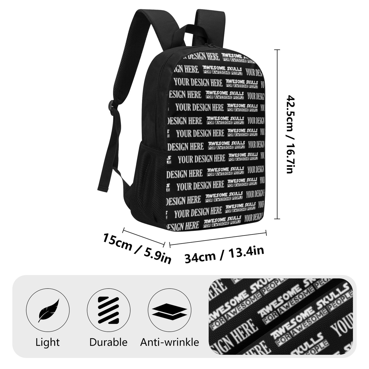 Custom Print on demand POD 17 Inch School Backpack