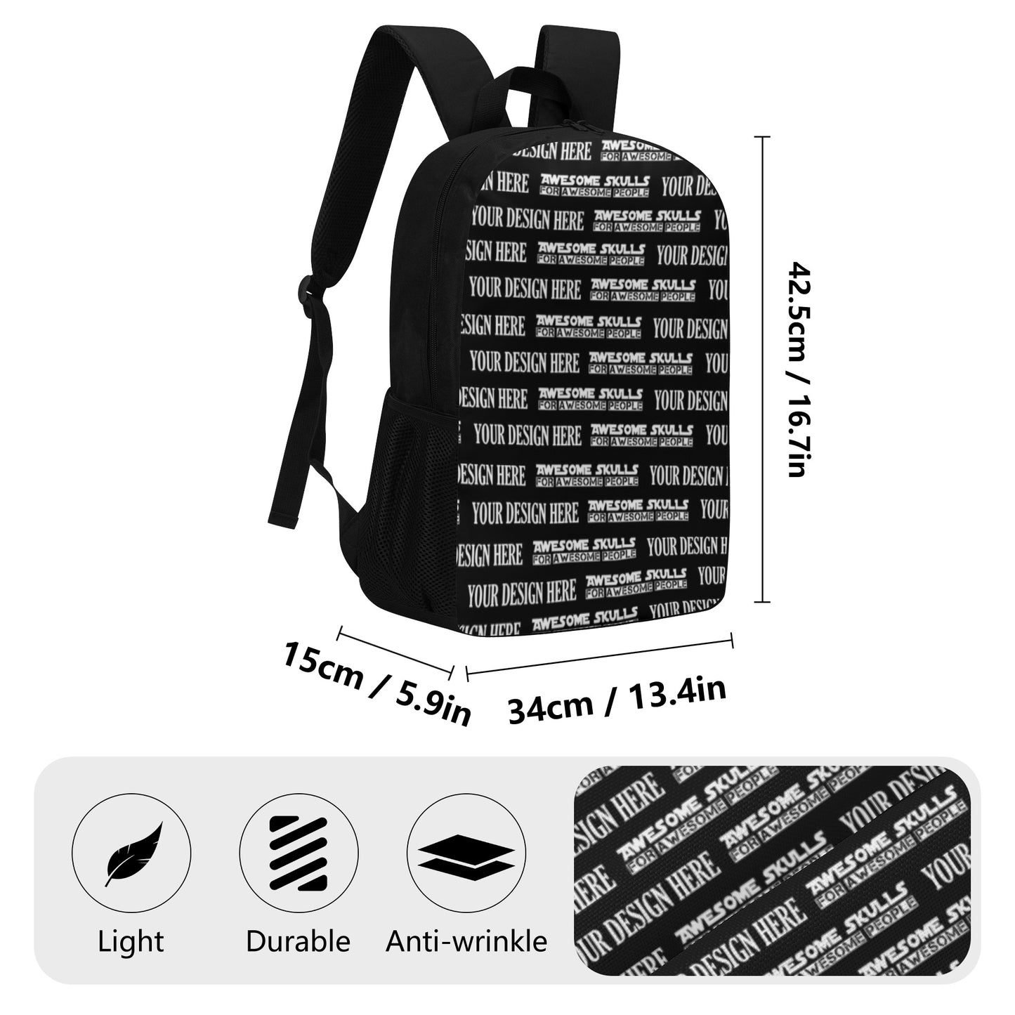 Custom Print on demand POD 17 Inch Laptop Backpack