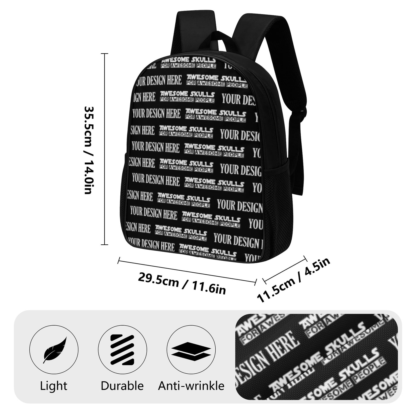 Custom Print on demand POD 14 Inch Nylon Backpack