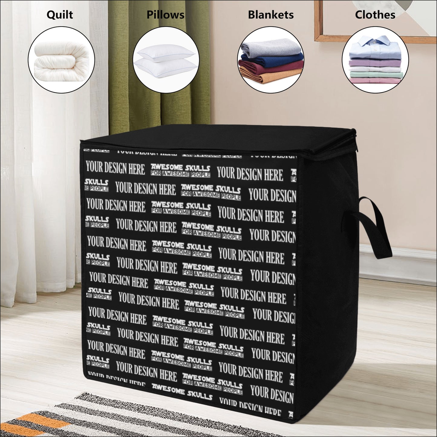 Custom Print on demand POD Bedding Storage Box Bag