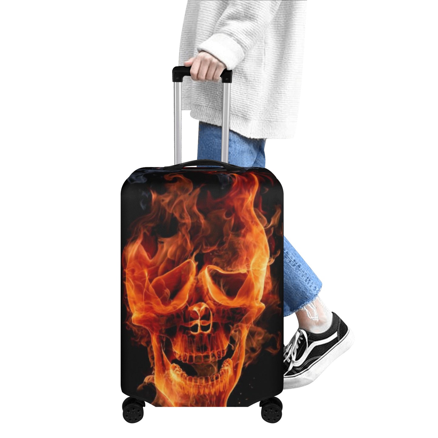 Flaming skull gothic skeleton luggage suitcase covers