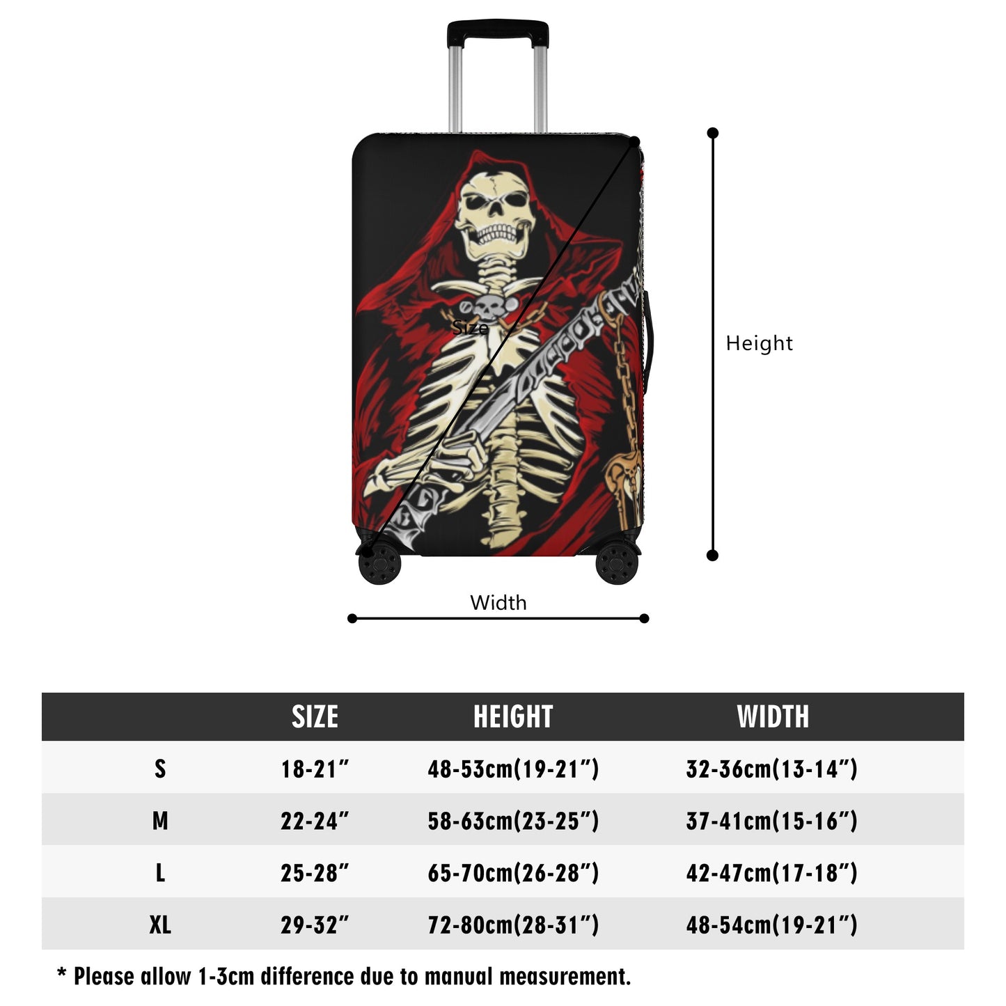 Grim reaper Haloween lugage suitcase cover set, skeleton luggage cover