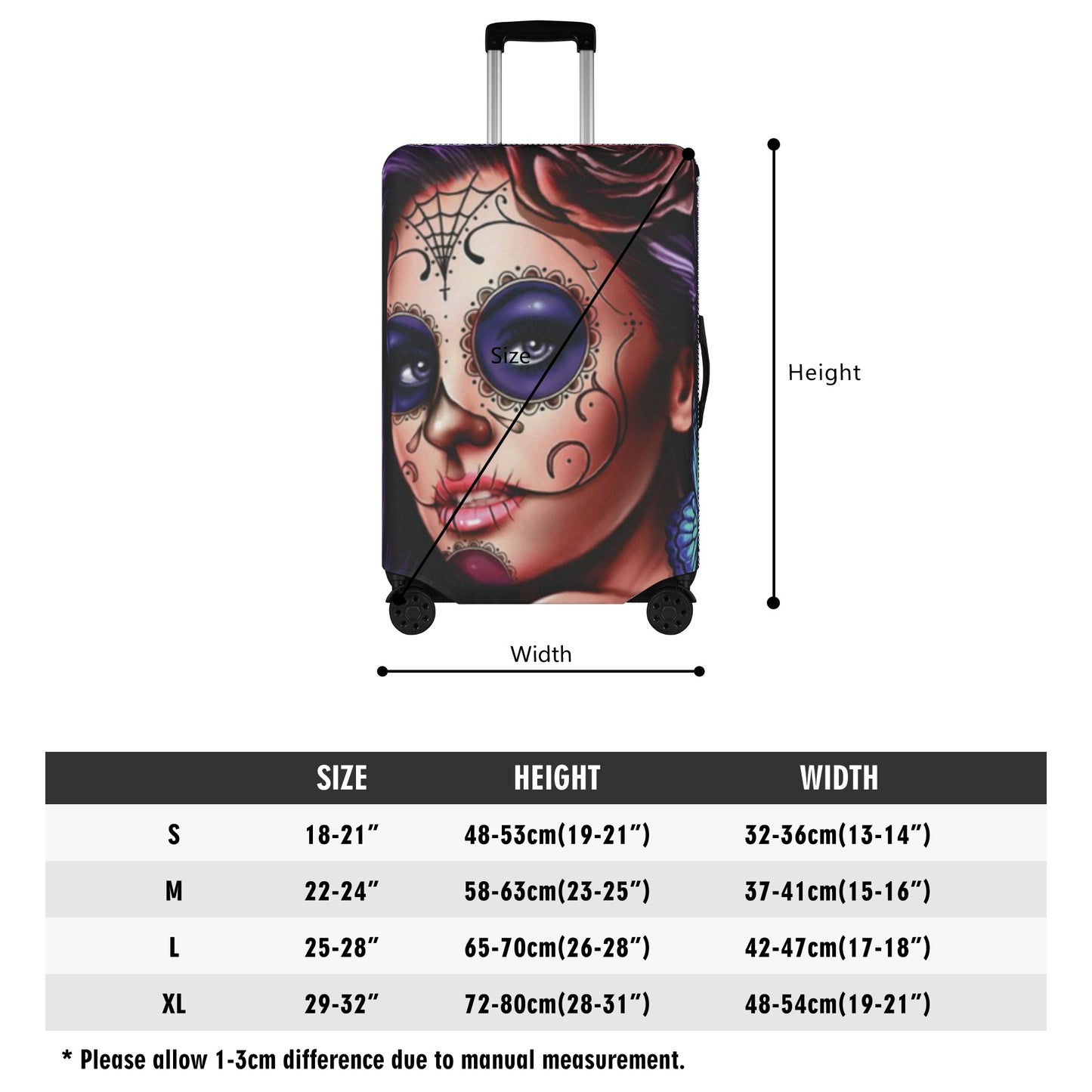 Sugar skull beautiful girl luggage suitcase cover set