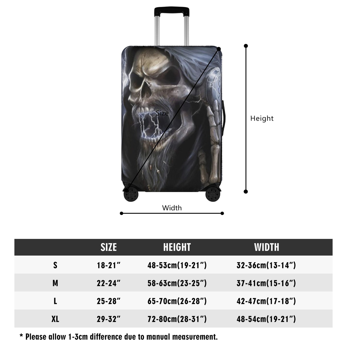 Halloween skull Grim reaper luggage cover, skeleton suitcase cover protector