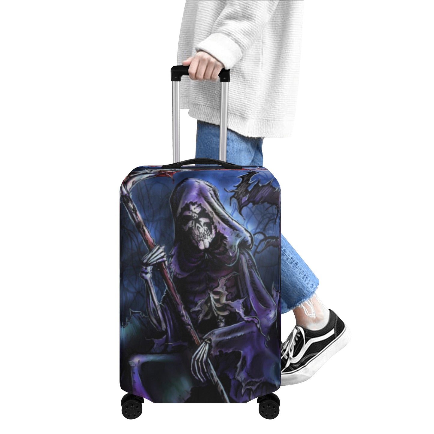 Horror skull luggage cover, Halloween suitcase cover protector