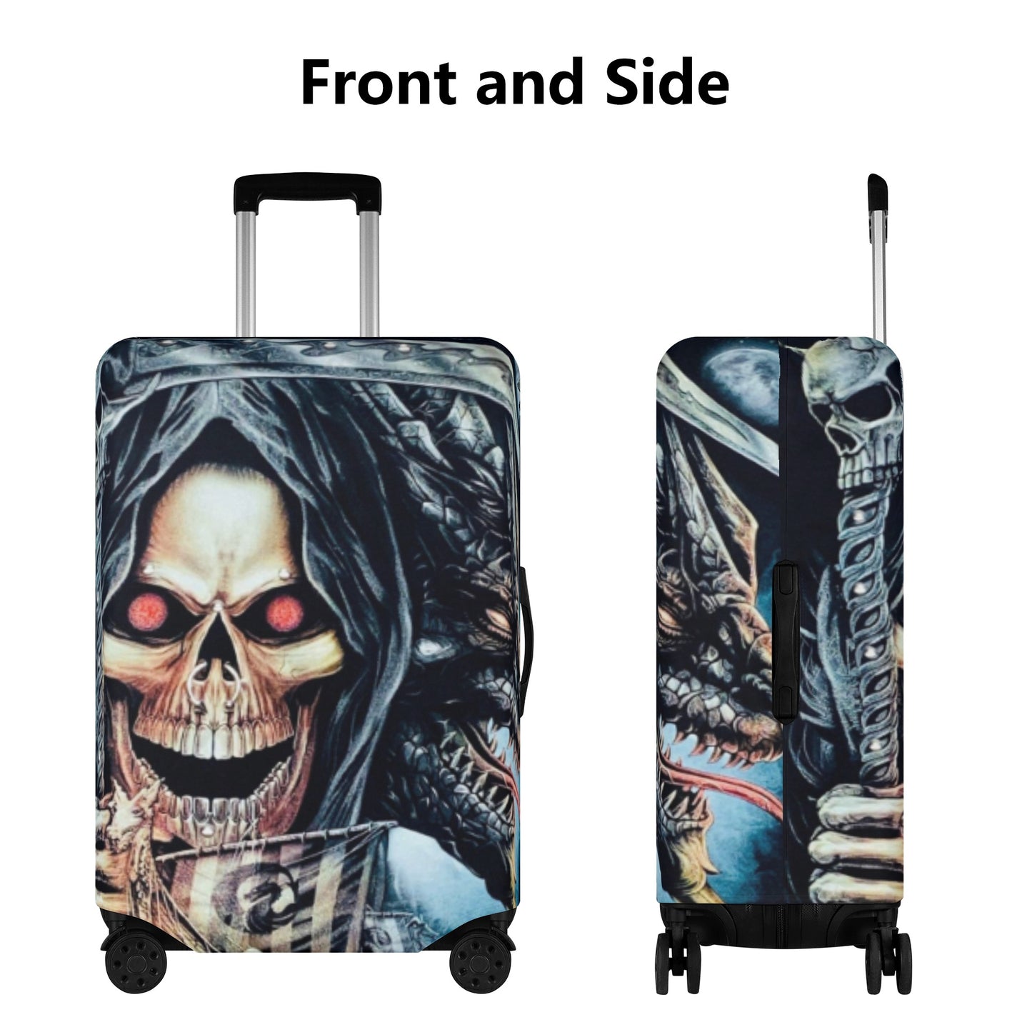 Horror skull Grim reaper luggage cover, skeleton suitcase cover protector