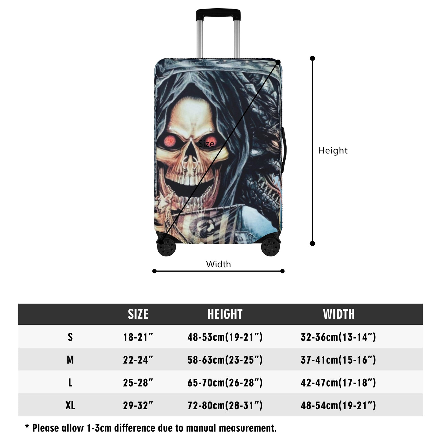 Horror skull Grim reaper luggage cover, skeleton suitcase cover protector