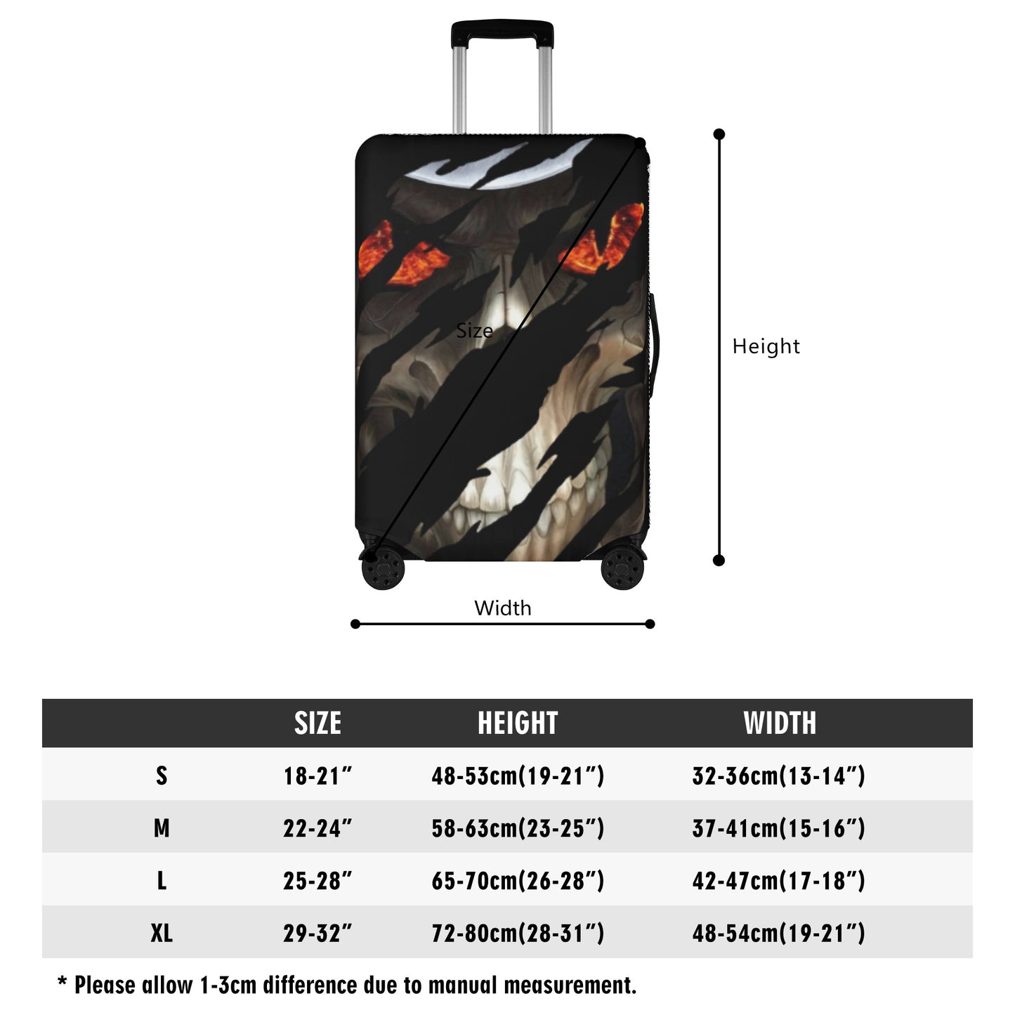 Grim reaper gothic Luggage cover, Halloween skeleton suitcase cover