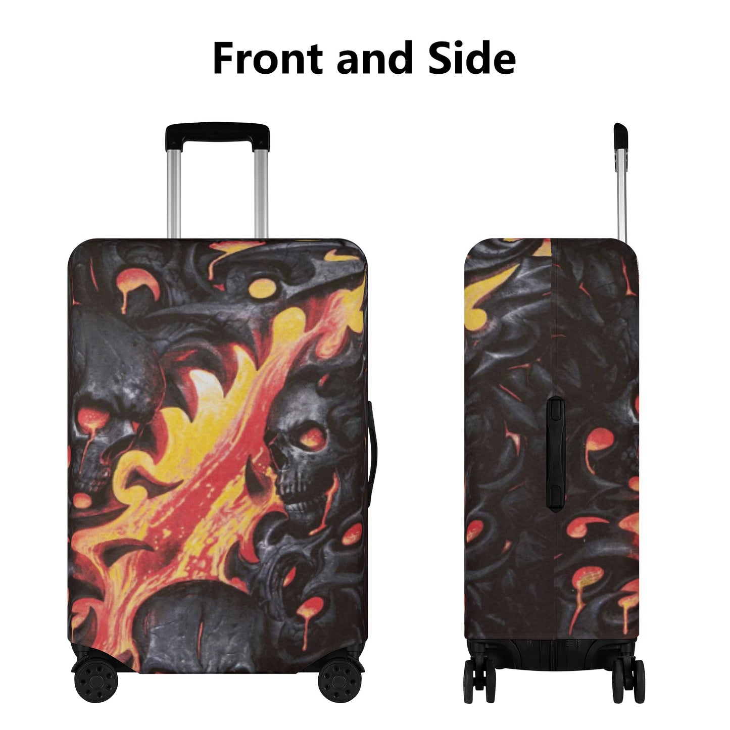 Flaming gothic skull luggage suitcase cover accessories
