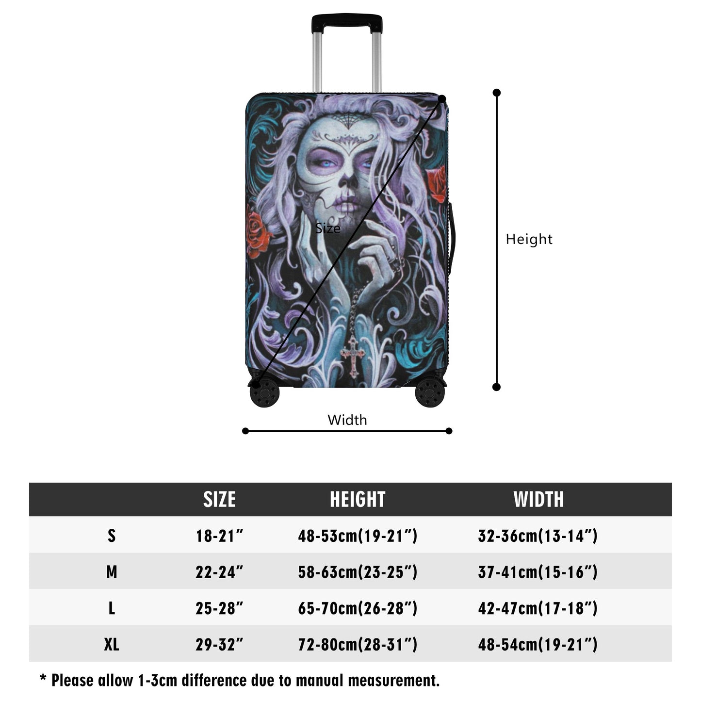 Sugar skull Dia de los muertos luggage suitcase cover