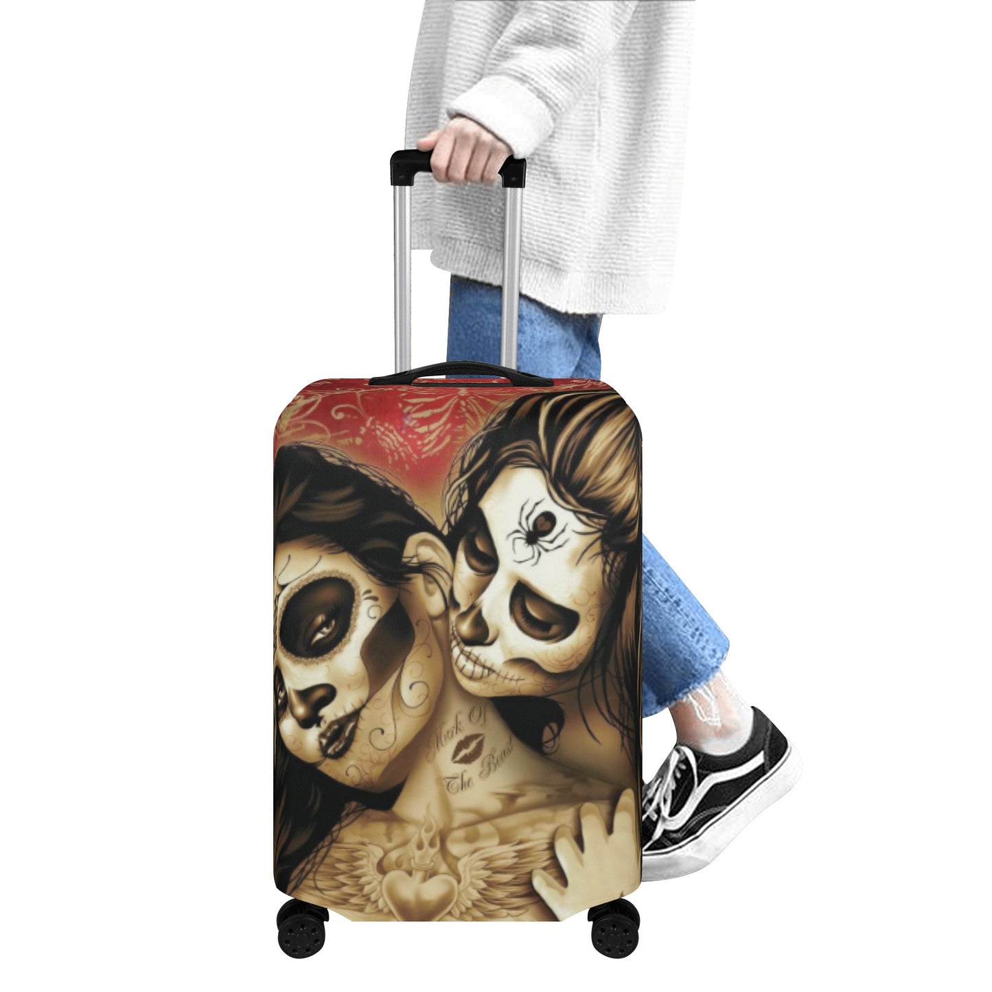 Sugar skull girl day of the dead luggage suitcase cover accessories