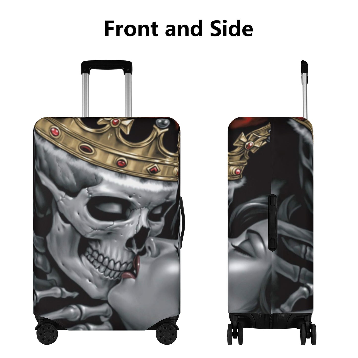 Gothic KING & QUEEN skull luggage suitcase cover