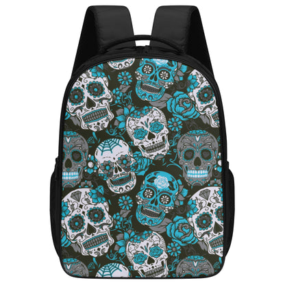 Sugar skull Dia de los muertos 16 Inch Dual Compartment School Backpack