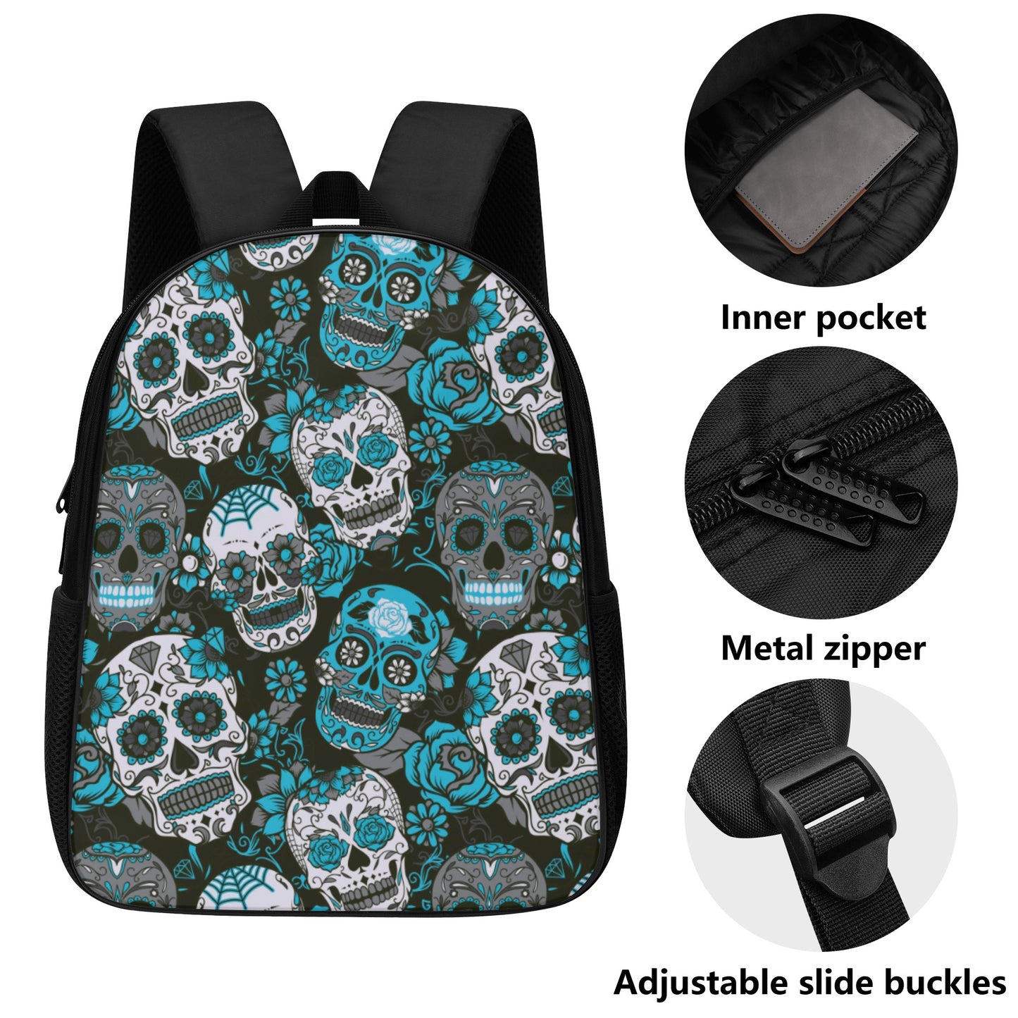 Sugar skull Dia de los muertos 14 Inch Nylon Backpack