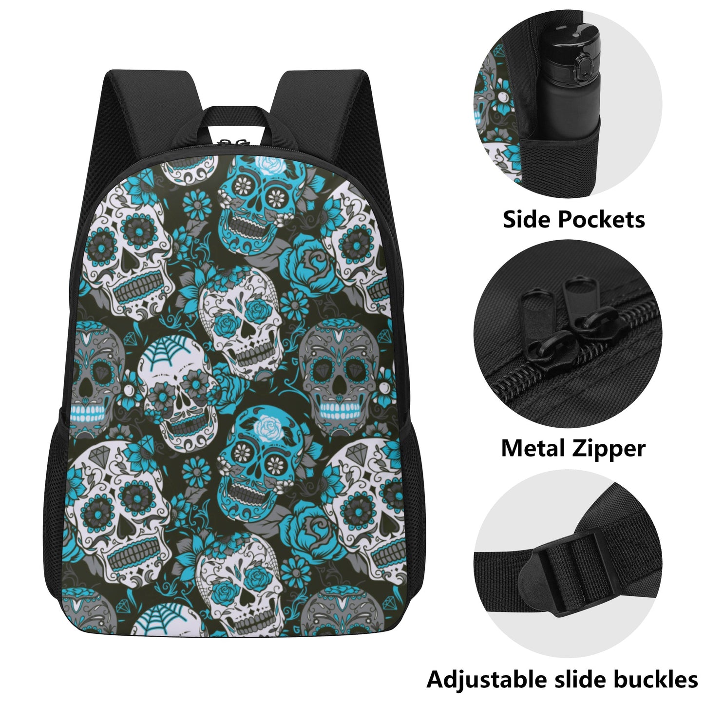 Sugar skull Dia de los muertos 17 Inch School Backpack