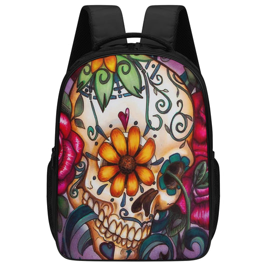 Sugar skull Day of the dead 16 Inch Dual Compartment School Backpack