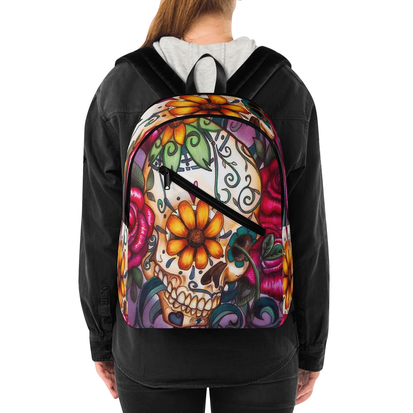 Sugar skull Day of the dead New Half Printing Laptop Backpack