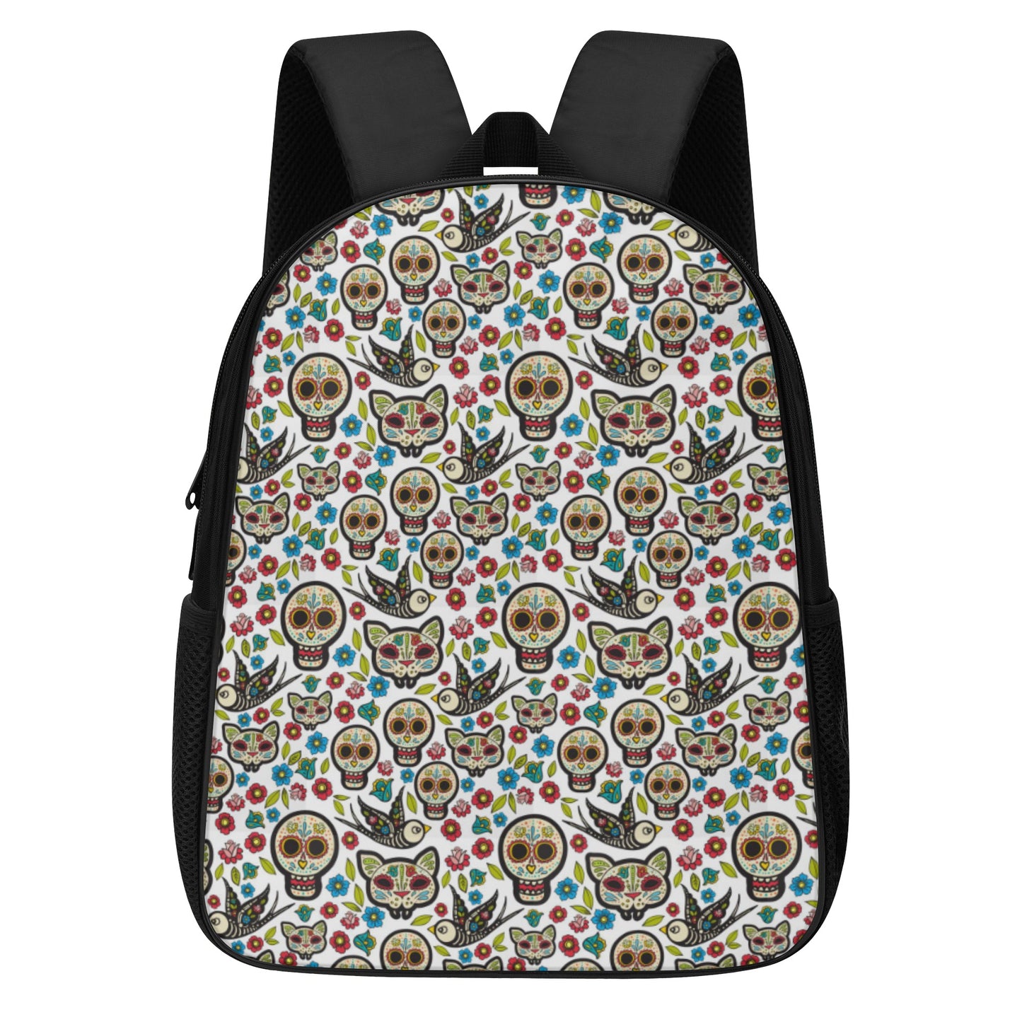 Sugar skull skeleton parttern 14 Inch Nylon Backpack