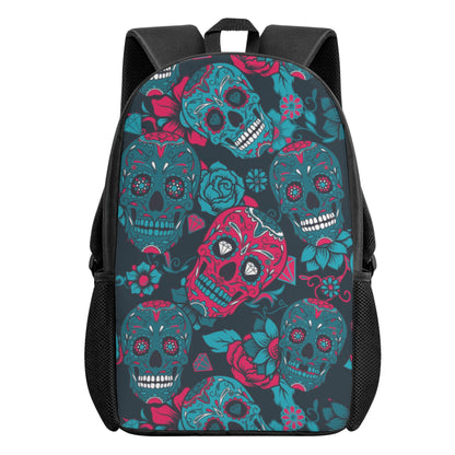 Sugar skull skeleton parttern Kid's Black Chain Backpack