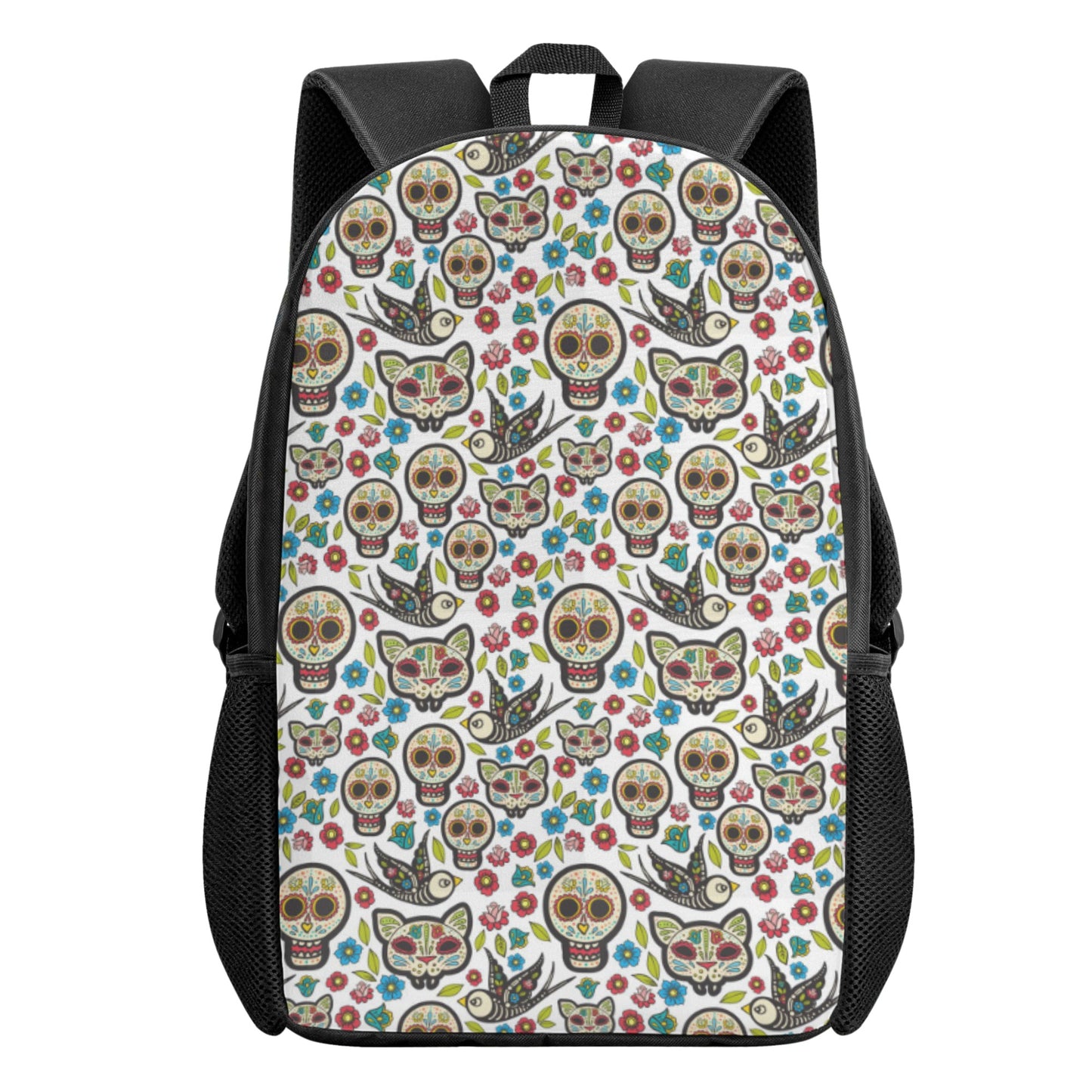 Day of the dead sugar skull gothic Kid's Black Chain Backpack