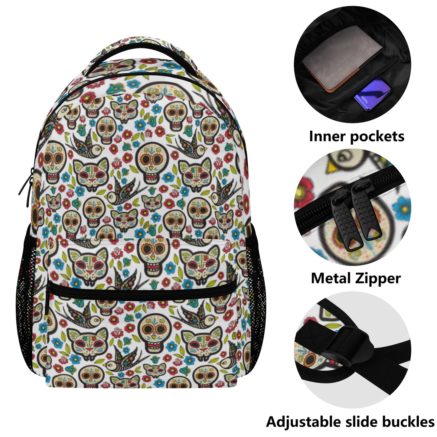 Day of the dead sugar skull gothic New Casual Style School Bakcpack