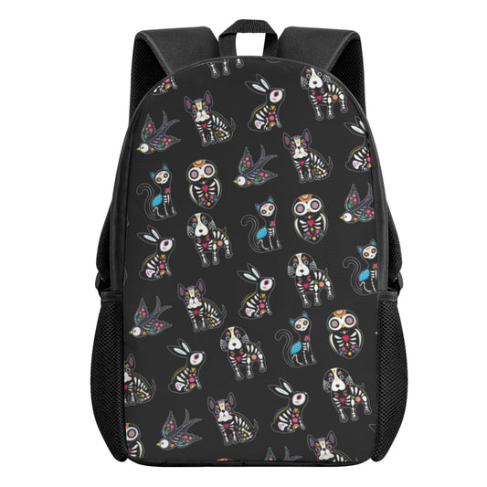 Sugar skull animal, day of the dead gothic Kid's Black Chain Backpack