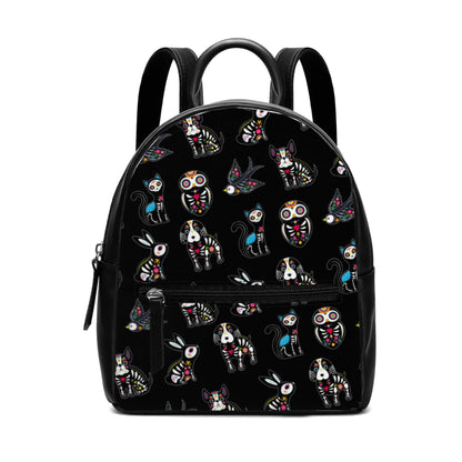 Sugar skull animal, day of the dead gothic Cute PU Backpack