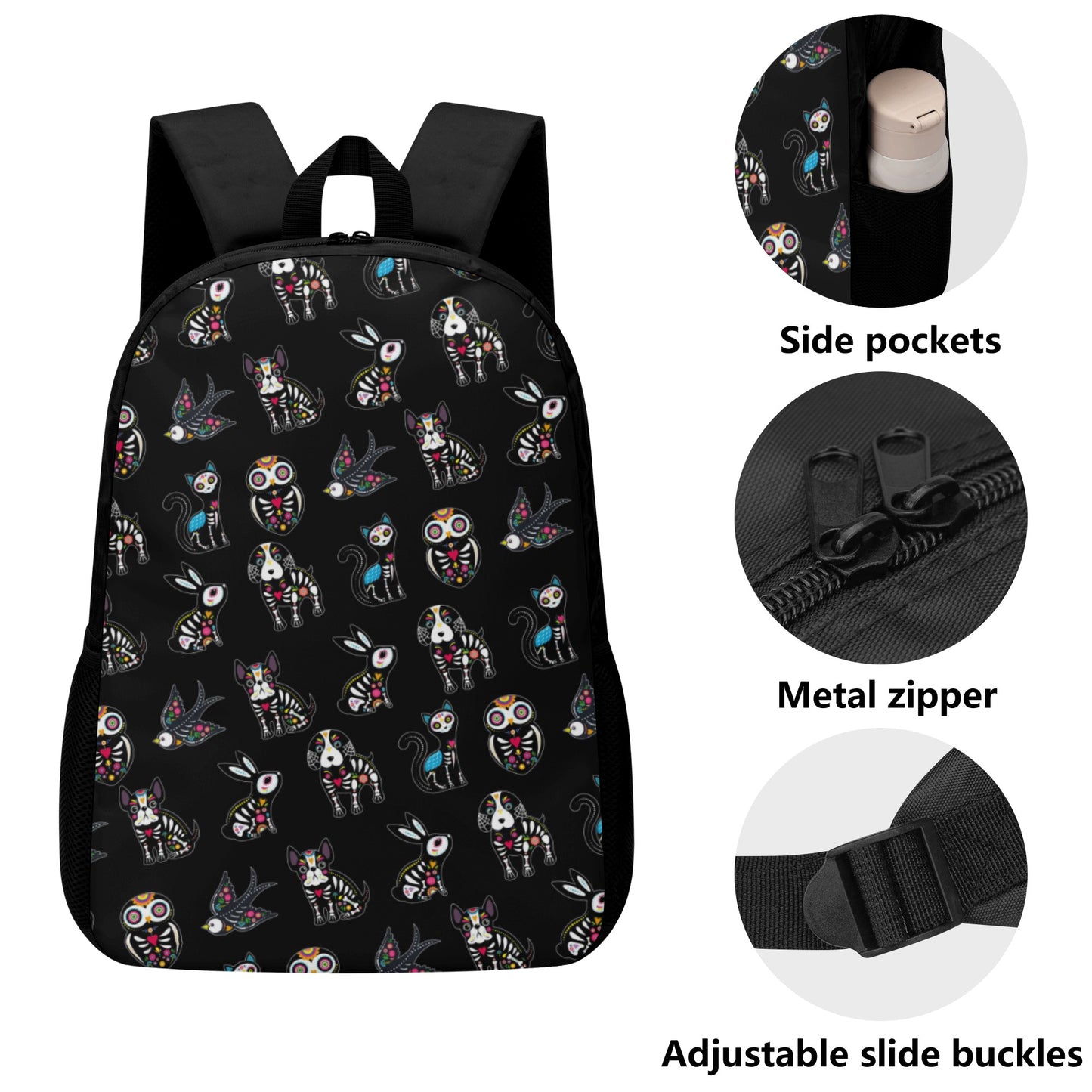 Animal sugar skull Day of the dead 17 Inch Laptop Backpack