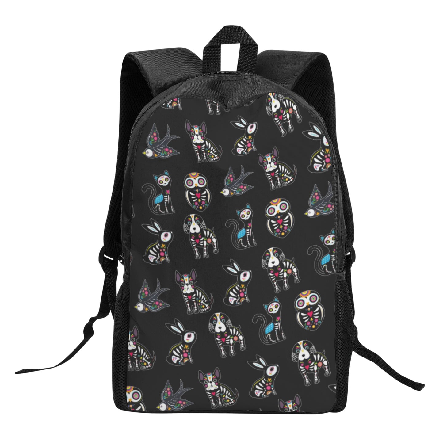 Sugar skull animal, day of the dead gothic Kid's Black Chain Backpack